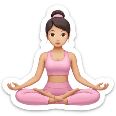 asian yoga girl light pink clothes  sticker