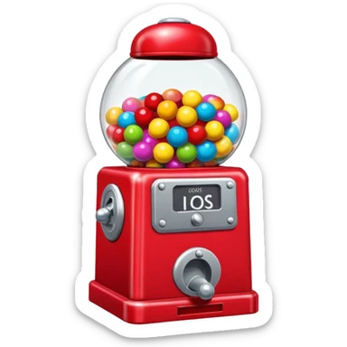 Red Bubblegum machine with multicolored gumballs sticker