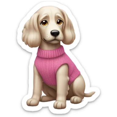 Wenier dog wearing a pink sweater  sticker