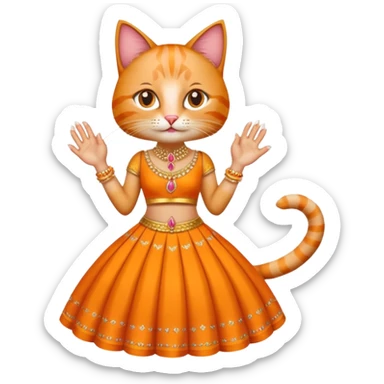 Funny cat wear lehnga with long acrilic nails sticker