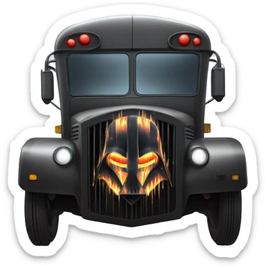 Darth Vader’s Batman-armored 1936 graphite colored school bus with horizontal holographic flames  sticker