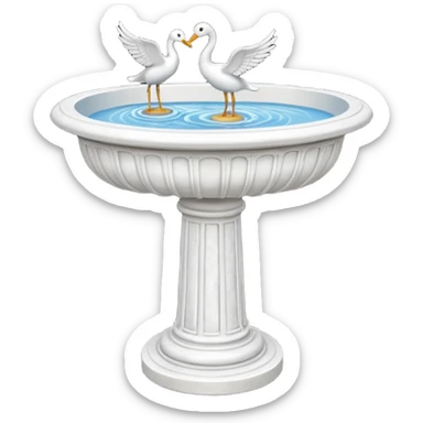 Tall water bird bath fountain made of white marble sticker