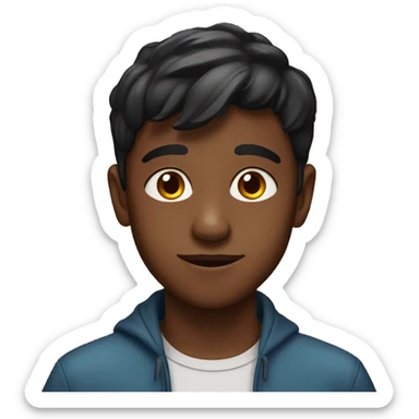 a boy from india of 15 years old with brown skin with a little big nose sticker