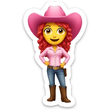 clearly red hair singer girl in pink cowboy hat sticker