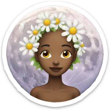 face emoji with flower moon top  sticker
