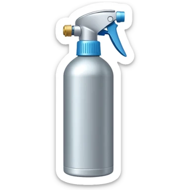 slim aerosol can with smooth metallic or matte finish, capped with rounded nozzle, subtle shine, neutral coloring grey beige or dark blue, utility without branding, closed spray bottle, soft lighting, subtle shadows, emoji scale sticker
