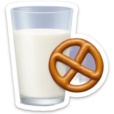 A glass of milk with a pretzel sticker