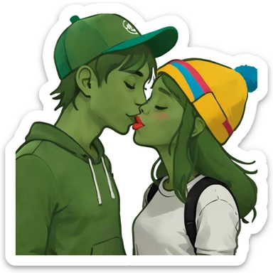 Girl and a boy kissing  sticker