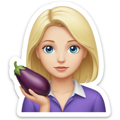 holding an eggplant white girl blonde blue eyes sticker
