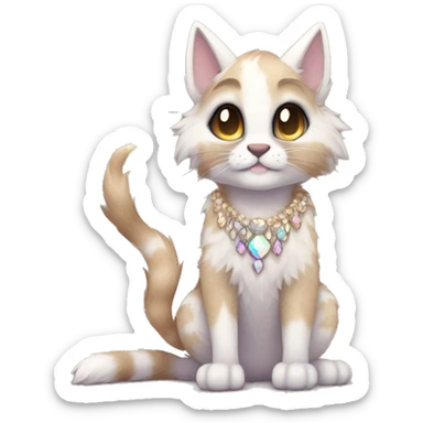Furry, sparkle, iridescent, colorful, pastel, edgy, cool, fantasy beautiful, brown, beige, white, divine, godly, angelic, animal, anthro, full body, fursona, feline sticker