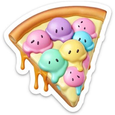 Melted neon pastel ice cream pizza slice sticker