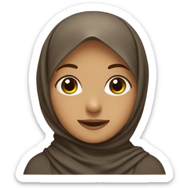 girl wearing brown hijab with warm smile sticker