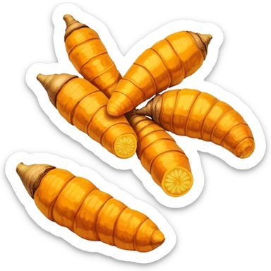 Turmeric root with golden glow, anti-inflammatory food sticker