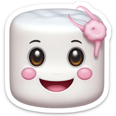 marshmallow head with X eyes and a smile, white sticker