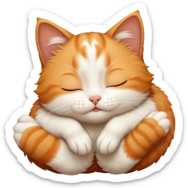ginger and white small cat in funny positions upside down with eyes closed sticker