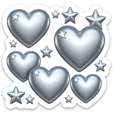 Silver hearts and stars sticker