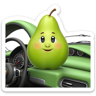 pear in a porshce sticker