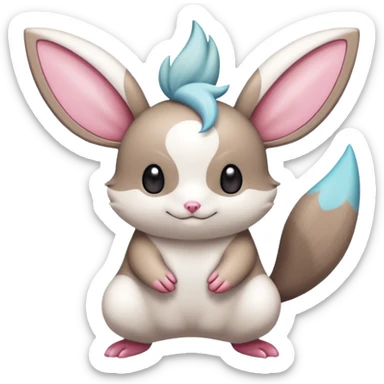 Tropical Exotic Colorful Minccino-Pachirisu-Emolga-fusion  sticker