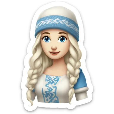 Winter Outfit, Slavic princess with a hat and blue eyes  sticker