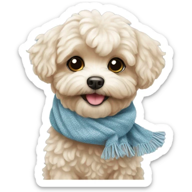 Dog  Maltipoo wearing a scarf sticker