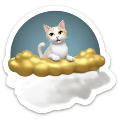 cat secretary sitting on top of the gold cloud sticker