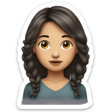 niña cabello lacio con ojos y pestañas grandes con moño cuerpo completo sticker