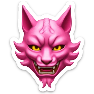 Pink oni kitsune japanese mask sticker