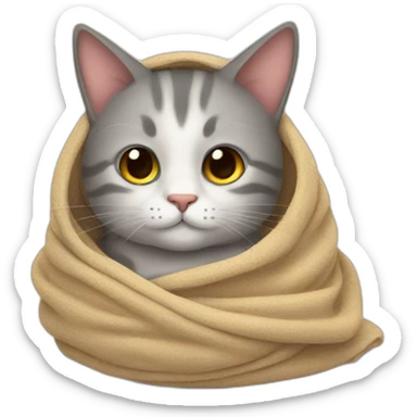 cat wrapped up in a blanket sticker