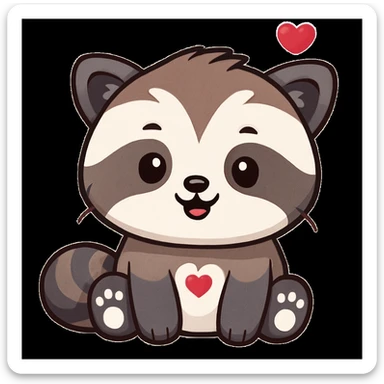 Make the red panda's fur color less orange, more muted and natural, while keeping it cute and in a cartoon sticker style. The original style is cartoon sticker style, so maintain that look in the edit. sticker