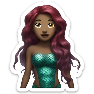 Chel as a Mermaid with dark red hair sticker