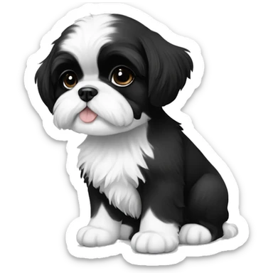 Black and white shih tzu puppy sticker