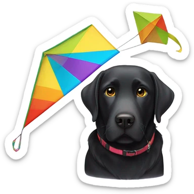 Black Labrador with a kite sticker