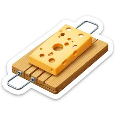 a mousetrap with a small piece of cheese sticker