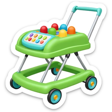 green baby walker with toys on it sticker