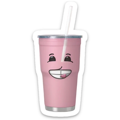 Light pink 40 oz tumbler with handle and straw sticker