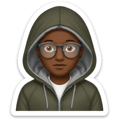 black man in hooded jackets and glasses sticker