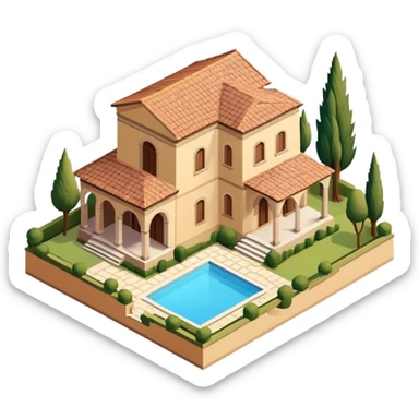 tuscan villa isometric sticker