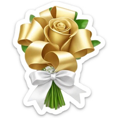 Glod ribbon with white ribbon bouquet ￼￼ sticker