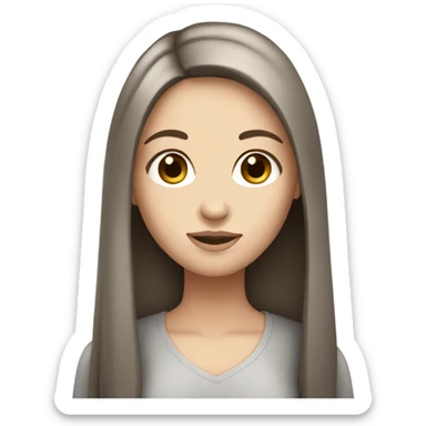 White girl with Grey eyes and long brown straight hair sticker