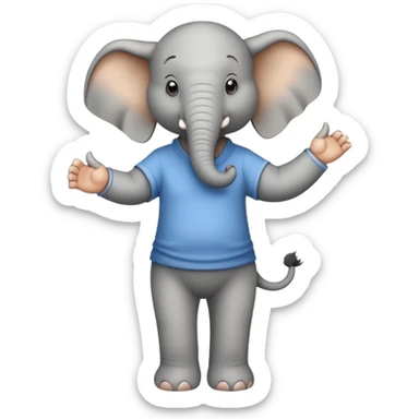 elephant character in casual clothes upright pose sticker