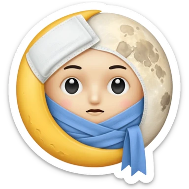 moon wrapped in bandage like “overworked” sticker