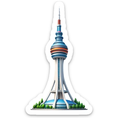 Cinematic Realistic N Seoul Tower Landmark Emoji, showcasing a futuristic tower with panoramic views rendered with sleek textures and vibrant, modern lighting. sticker