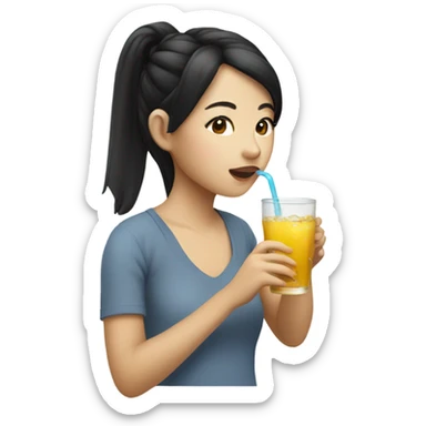 Pretty Asian girl drinking sticker