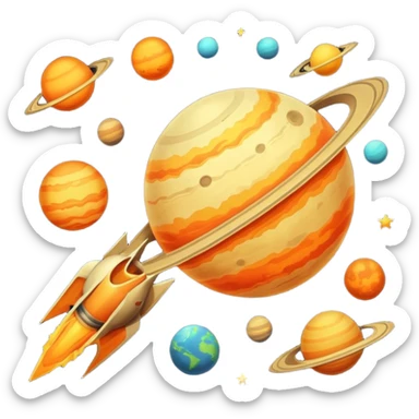 Vintage Planets comet streak motion sticker