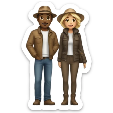 a couple in front of eiffel tower sticker