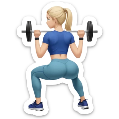 girl working out glutes shirt on but showing from behind but she's squatting and full body zoomed out also more coverage please  sticker