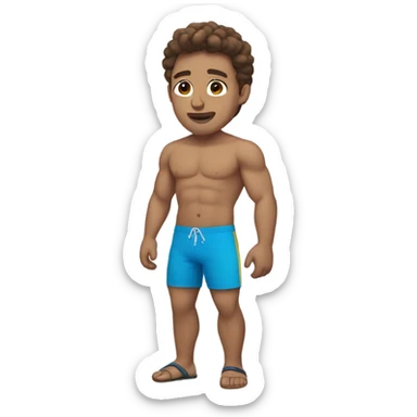 Man with brown hair blue yes muscular in swim trunks sticker