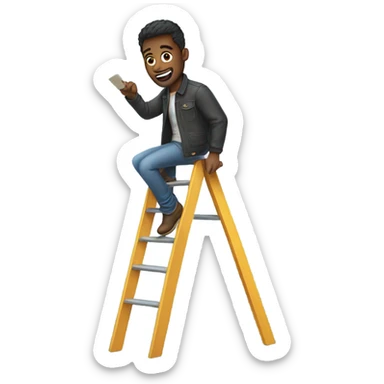 Man on latter wearing skinny jeans sticker