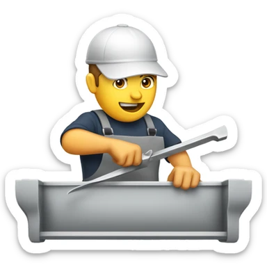 A guy cutting a trough  sticker