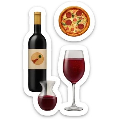 Wine and pizza sticker